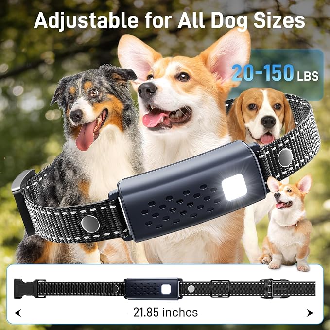 Dog Shock Collar with Flashing Light for Night Walks,4500FT Dog Training Collar Adjustable Pitch Beep(1-8), Vibration(1-16), Safe Shock(1-99), and Keypad Lock, Shock Collar for Dogs