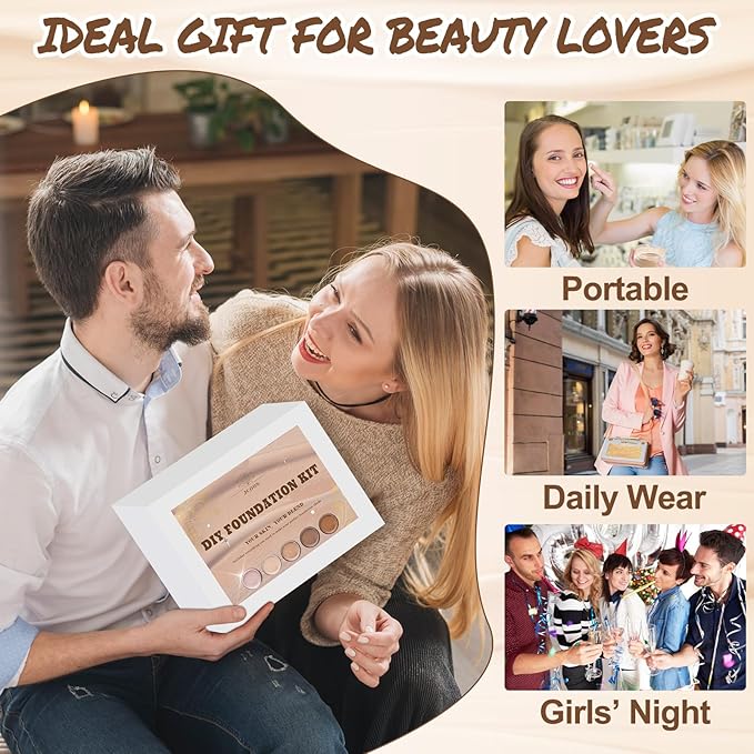 JCOOS DIY Foundation Making Kit, Liquid Foundation Makeup with Shea Butter, Almond Oil, Pigment Powders, Essential Oils to Make Your Own Color Matching Foundation, Concealer, Contour for All Skin Tone