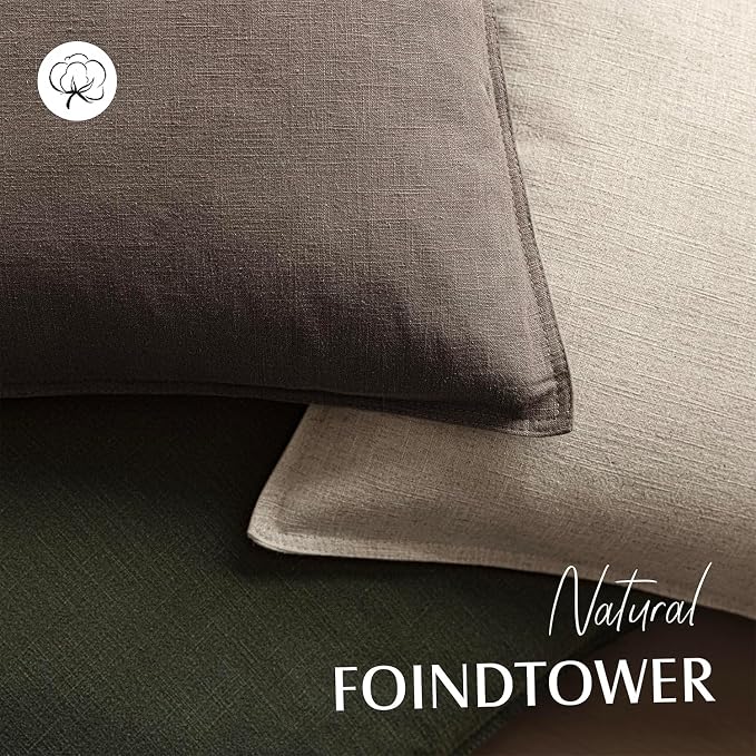 Foindtower Set of 2, Decorative Linen Solid Throw Pillow Covers Soft Accent Euro Cushion Case Farmhouse Neutral Pillowcase for Chair Couch Sofa Bedroom Living Room Home Decor 22 x 22 Inch Light coffee