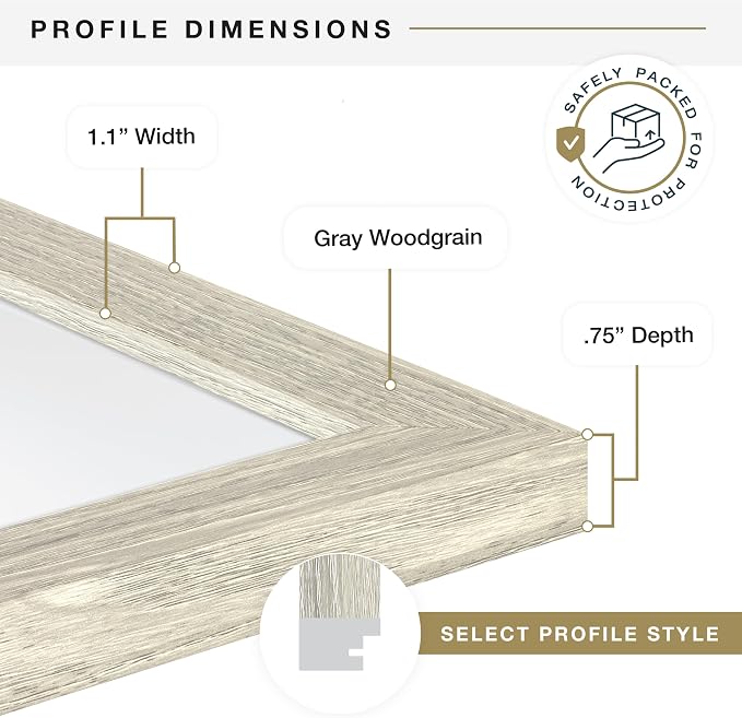 MCS Studio Gallery 18x24 Poster Frame Gray Woodgrain Engineered Wood, Vertical & Horizontal Wall Hanging Large Picture Frame for Photos, Posters & Art Prints (1-Pack)