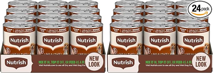 Nutrish Rachael Ray Weight Management Wet Dog Food Premium Paté Real Turkey & Pumpkin Recipe,13 oz. Can,(Pack of 24)