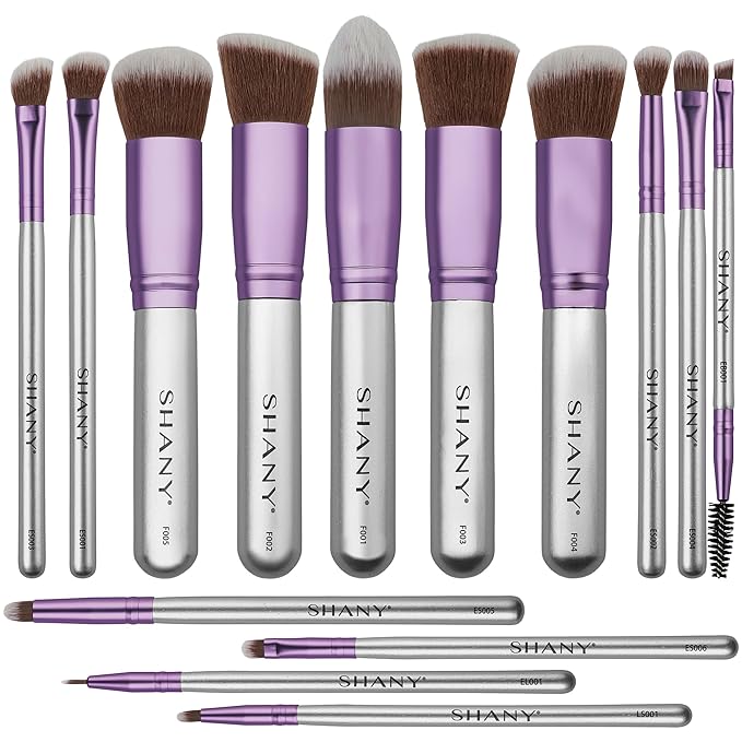 SHANY14 Piece Makeup Brush Set – Elite Cosmetics Brush Collection - Complete Kabuki, Eyes, Face, powder, foundation Makeup Brush Set - Lilac