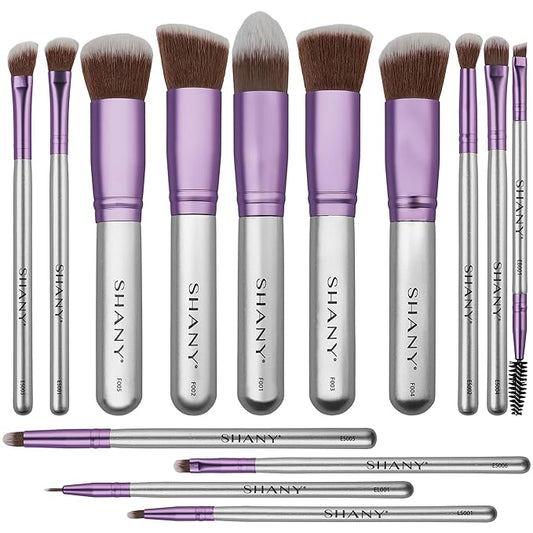 SHANY14 Piece Makeup Brush Set – Elite Cosmetics Brush Collection - Complete Kabuki, Eyes, Face, powder, foundation Makeup Brush Set - Lilac