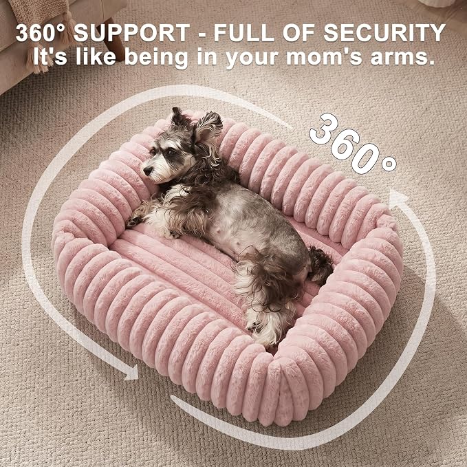 FURTIME Dog Bed for Small Dogs, Washable Orthopedic Dog Bed with Removable Cover, Rectangle Soft Calming Sleeping Puppy Bed Durable Pet Cuddler with Anti-Slip Bottom