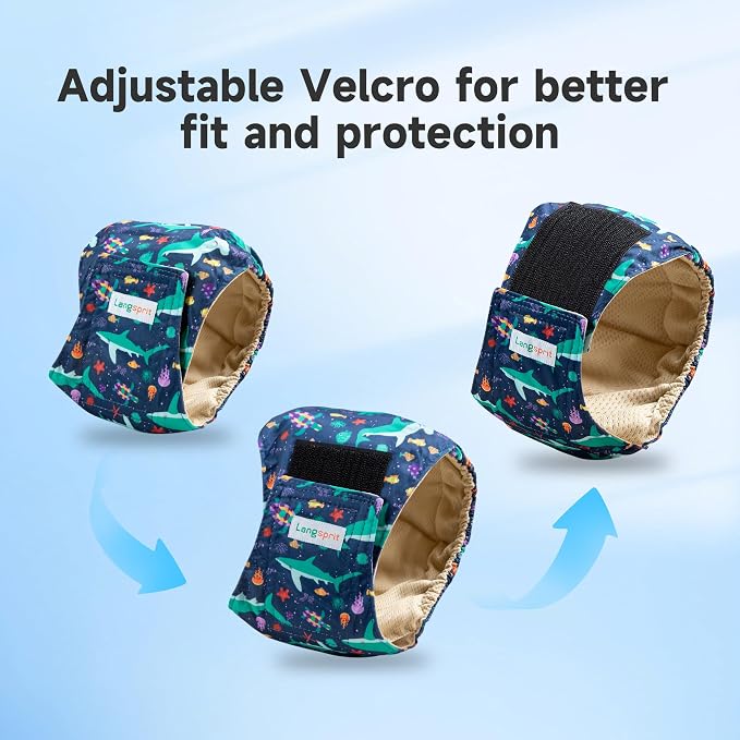 Langsprit Small Male Dog Diapers for Doggie Puppy,Reusable Belly Bands for Male Dogs Wraps,Washable Doggy Dog Diapers Medium Large in Incontinence 4 Pack (Shark, Tortoise, Rabbit, Whale, X-Large)