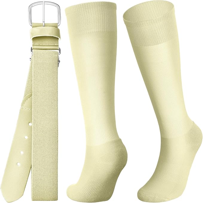 Zhanmai Baseball Belt and Socks Combo Adjustable Softball Socks and Elastic Waist Belt for Youth Boys Girls, Adult