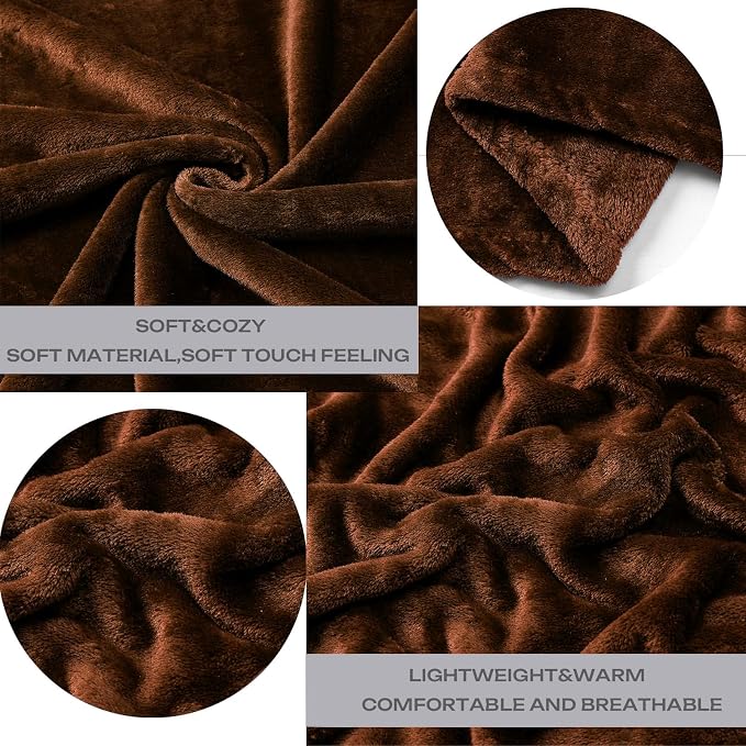 Brown Fleece Plush Throw Blanket 60"x80"for Couch Sofa Fuzzy Cozy Flannel | Super Soft Lightweight Microfiber Blanket for Bed Chair bedroom Home Decor All Season,Birthday Gifts for Women Mom Adult