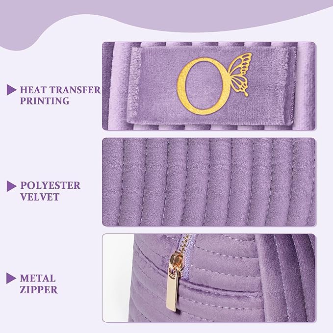 COSHAYSOO Sister Birthday Gifts for Women Best Friend Bestie Friendship Fashion Makeup Bag Make Up Cosmetic Pouch Travel Size Toiletries Skin Care Essentials Organizer Purple Velvet Initial Letter O
