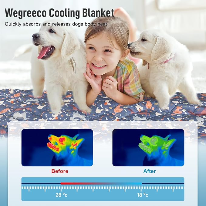 wegreeco Pet Dog Cooling Mat, Outdoor Dog Cooling Pad, Lightweight Bed Cooling Blanket for Dogs and Cats,Small Medium Large Puppy Cool Pad for Dogs,Cute L