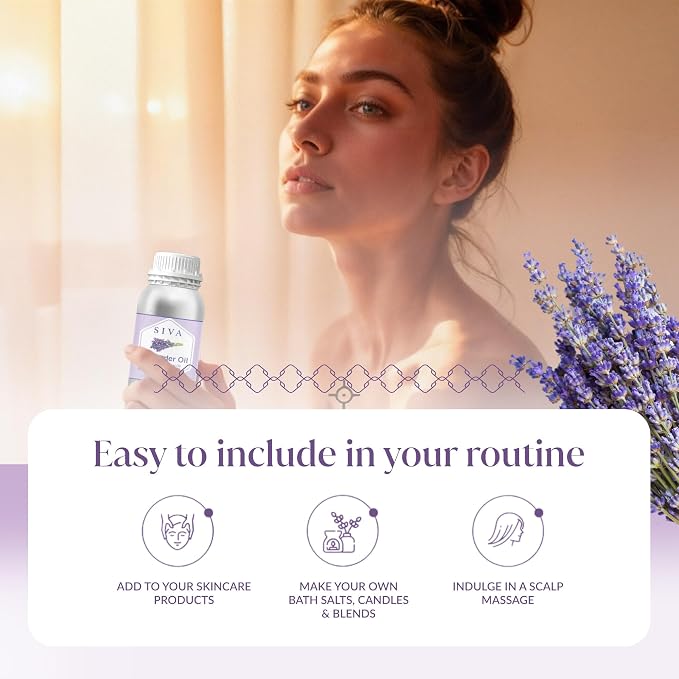 Siva Lavender Essential Oil 32 Fl Oz – for Diffuser, Skin & Hair Care – Ideal for Massage & DIY Blends