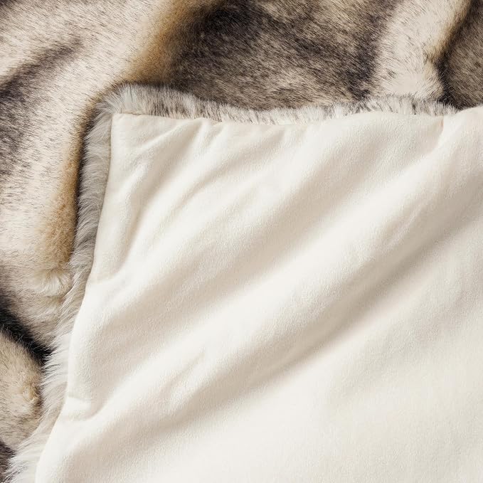BATTILO Luxury Large Faux Fur Throw Blanket for Couch, 60"x80", Thick | Soft Cozy Mink Plush Warm Elegant Furry Fluffy Faux Fur Blanket for Bed, Sofa, Living Room, Long Pile with Black Tips
