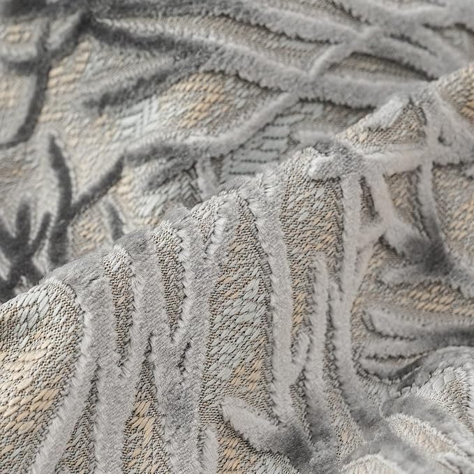 Grey Throw Pillow Cover Velvet Cushion Cover Branches Rectangular Pillowcase for Sofa Couch Bedroom Living Room, 12x20 Inch