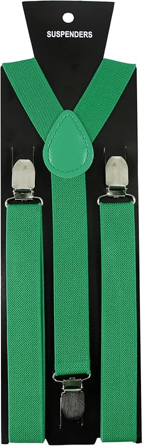 JEMYGINS Solid Color Mens Suspender with 3 Strong Clips Adjustable Braces