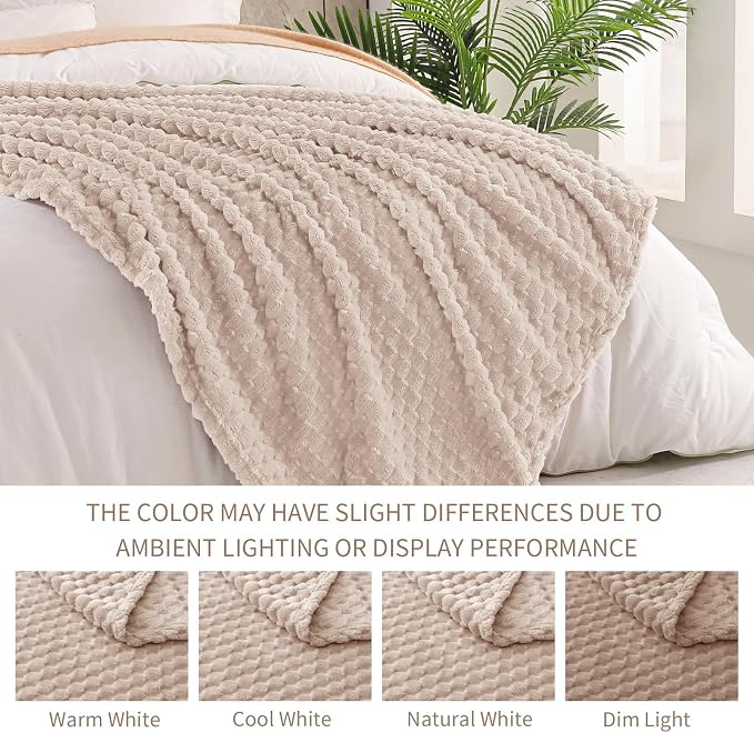 Exclusivo Mezcla 3D Fleece King Size Blanket for Bed, Camel | Extra Soft Fuzzy Plush Lightweight Bed Blankets, Cozy Fluffy Decorative Blankets for All Seasons, 90x104 Inches