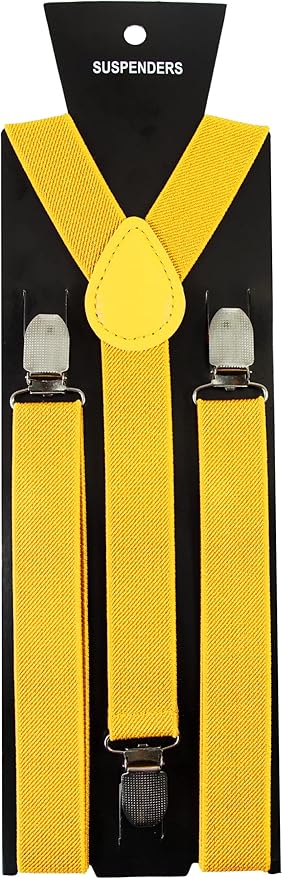 JEMYGINS Solid Color Mens Suspender with 3 Strong Clips Adjustable Braces