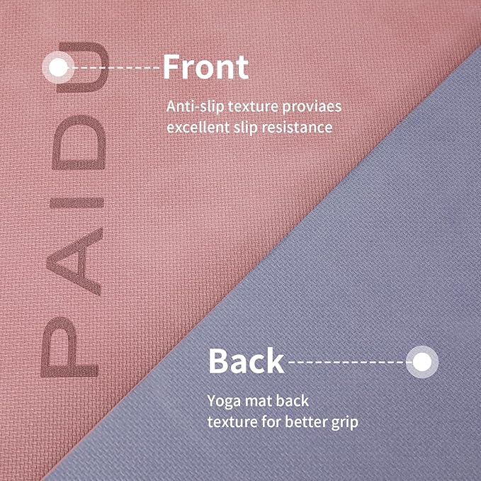 PAIDU Yoga Mat Non Slip Anti-tear,extra thick-2/5 inch（10MM）High Resiliency Professional POE Yoga Mats for Women Men Kids,72"x24"inch,Workout, Yoga, Pilates and Floor Exercise, with Carrier Strap