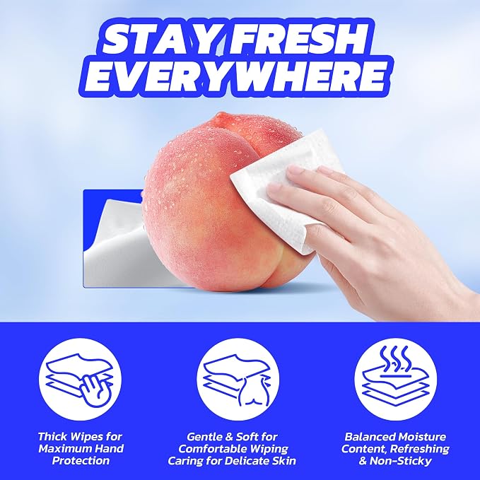 Deeyeo On-the-Go Flushable Butt Wipes, 336 Count (48 Packs of 7) | 99% EDI Purified Water Wipes for Sensitive Skin, Septic and Sewer Safe,Travel Essentials for Adults & Kids