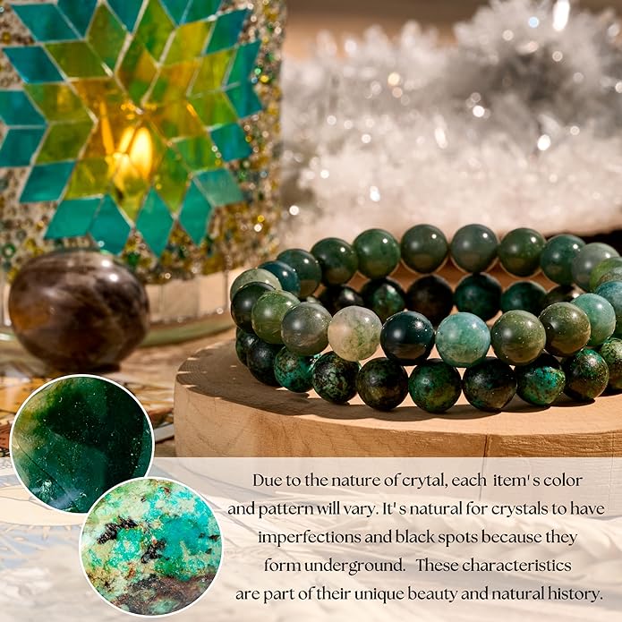 Bivei Natural Gemstone Semi Precious Healing Crystals Handmade Stretchy Round Beads Bracelet,Stocking Stuffers for Women Enhance Positive Energy