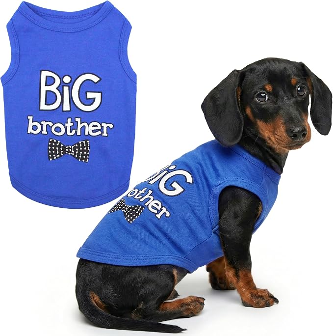 Parisian Pet Dog Shirt – 100% Cotton Shirts for Large Dogs – Blue Sleeveless Pet Clothes – Lightweight and Breathable Dog Apparel – Boy Big Brother Dogs Clothes - Stretchy Pet T Shirts
