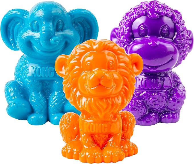 KONG Rewards Zoolooz Treat Dispenser Toy – Interactive Enrichment Puzzle for Dogs – Dispenses Treats & Kibble – Use Ziggies – Assorted Animals (3 Pack (Elephant, Lion, Monkey))
