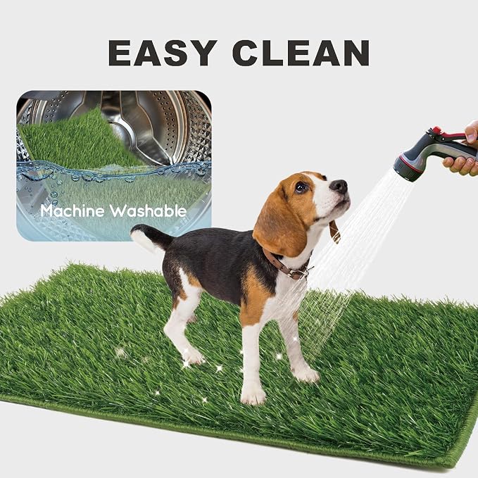 HQ4US Dog Grass Pad with Tray, Foldable Litter Box High Wall, Indoor Potty | Large Easy Clean Puppy Pee Pad Holder with Odor Free Artificial Grass Patch for Dogs Potty, Leakproof, No Assembly, Portable