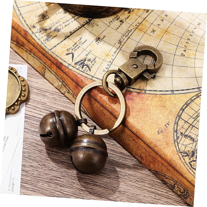 Kisangel Smart Bell Keychain Solid Brass Pet Bell for Tracking Rustic Elegant Cat Bell Accessory
