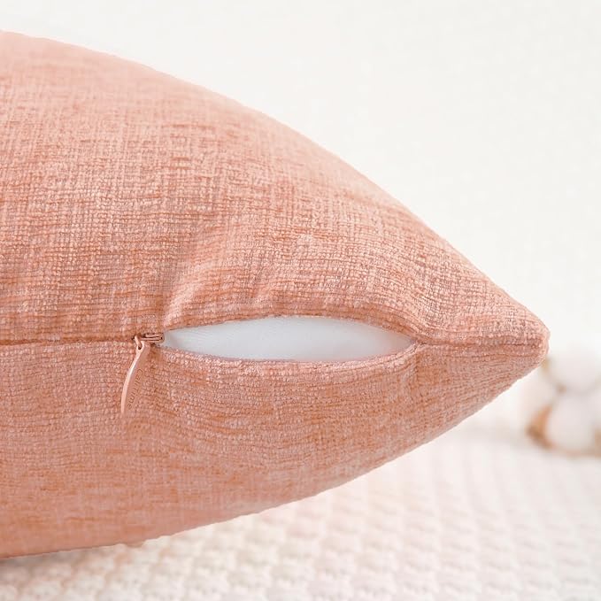 CaliTime Decorative Couch Throw Pillow Covers 20 X 20 Inches Dusty Pink | Pack of 2, Cozy Chenille Cushion Cases for Sofa Bed Living Room Farmhouse Home