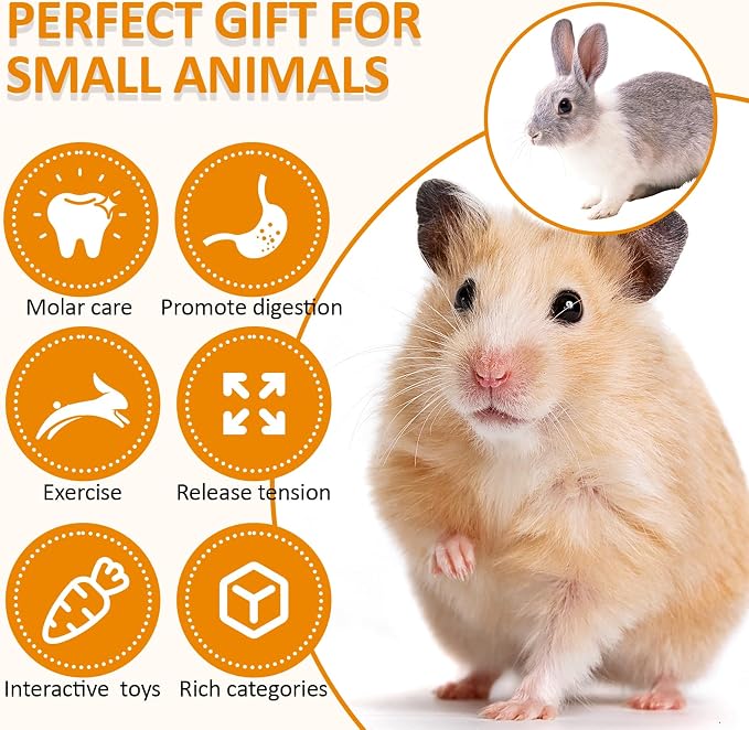Hamster Toys Set, Guinea Pig Toys Bunny Small Animal Chewing Toy for Cage