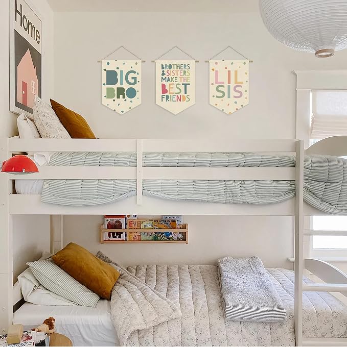 Nursery Decor Siblings Canvas Banner,Brothers And Sisters Make The Best Friends Bedroom Playroom Wall Art Decorations,Boho Twin Room Sign,Boho Kids Room Hanging Pennant Flag Banner