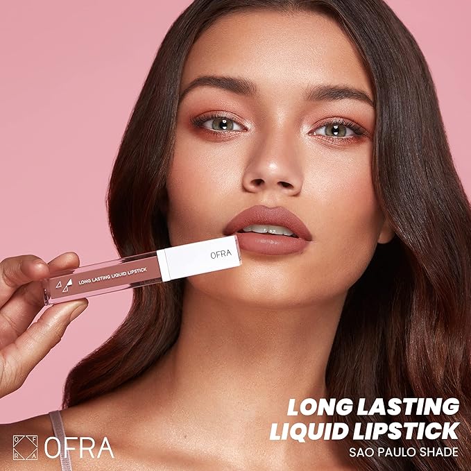 Ofra Long Lasting Liquid Lipstick - Sao Paulo | Nude Matte Lipstick with Peachy Undertones | 8g