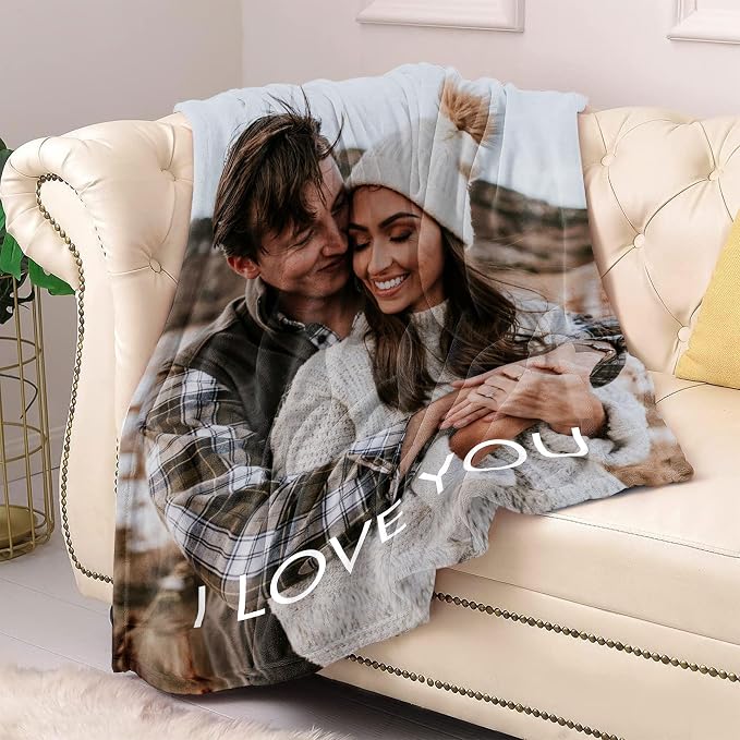 Funny DIY Custom Blanket with Picture Customized Boyfriend Girlfriend Couple Gifts Customized Photo Blanket Personalized I Love You Christmas Valentines Day Birthday Gifts for Men Women Wife Husband