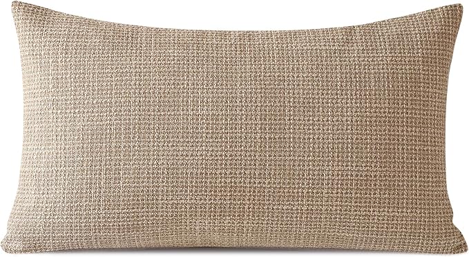 OTOSTAR Linen Throw Pillow Cover Set of 1 Decorative Lumbar Pillowcases Cushion Covers 16x24 Inch for Home Decor Sofa Bedroom Car 40 x 60CM Light Coffee