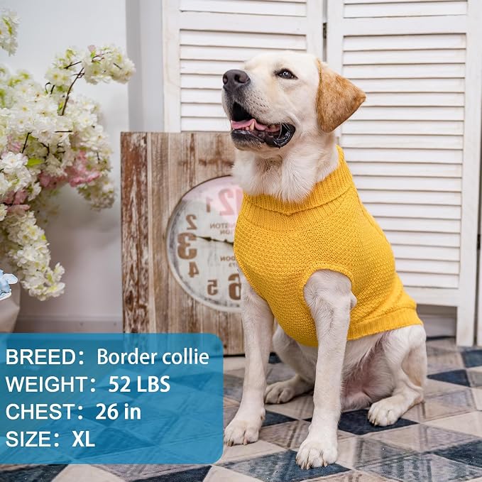 Mihachi Turtleneck Dog Sweater - Winter Coat Apparel Classic Cable Knit Clothes with Leash Hole for Cold Weather, Ideal Gift for Pet in New Year