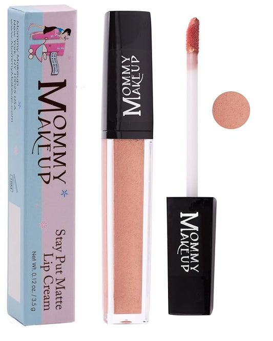 Mommy Makeup Stay Put Matte Lip Cream - Kiss-proof, Transfer-proof, Waterproof, Long Lasting Lipstick - Non-Drying Formula Infused with Vitamin E (Farrah)