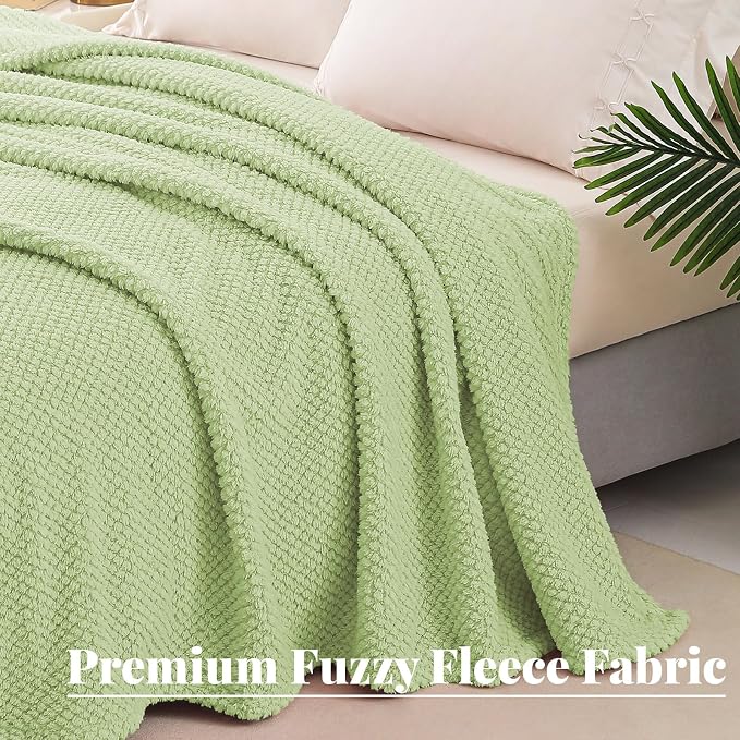 Whale Flotilla Extra Large Soft Fleece Throw Blanket for Couch | 50x70 Inch, Light Gree, Suitable for Sofa Chair Bed, Fluffy Fuzzy Jacquard Blankets for All Season, Lightweight and Cozy