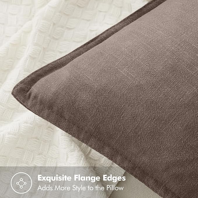 MIULEE Decorative Linen Pillow Covers 18x18 Inch Malt Ball | Boho Farmhouse Fall Autumn Couch Throw Pillows for Bed, Pack of 2 Accent Modern Pillowcases, Sofa Livingroom Home Decor