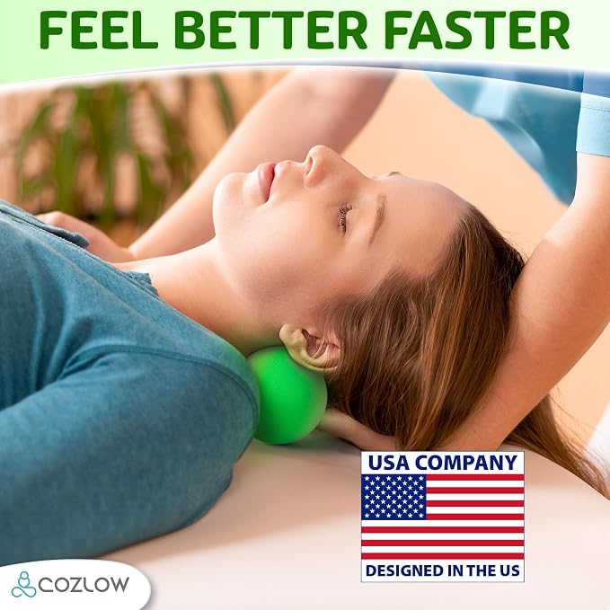COZLOW Double Lacrosse Silicone Massage Ball - Jade Green - Peanut Trigger Point Roller for Mobility, Deep Tissue Therapy, Myofascial Release - Acupressure Tool for Muscle Pain Relief