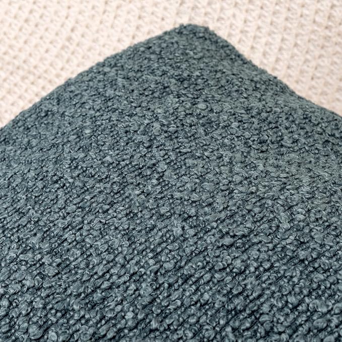 JoraLion 14x36 Boucle Lumbar Pillow Cover, Dusty Blue Woven Texture Neutral Long Pillow Cover Breathable Cushion Case for Couch Sofa Bed Living Room Home Decor (Cover Only)