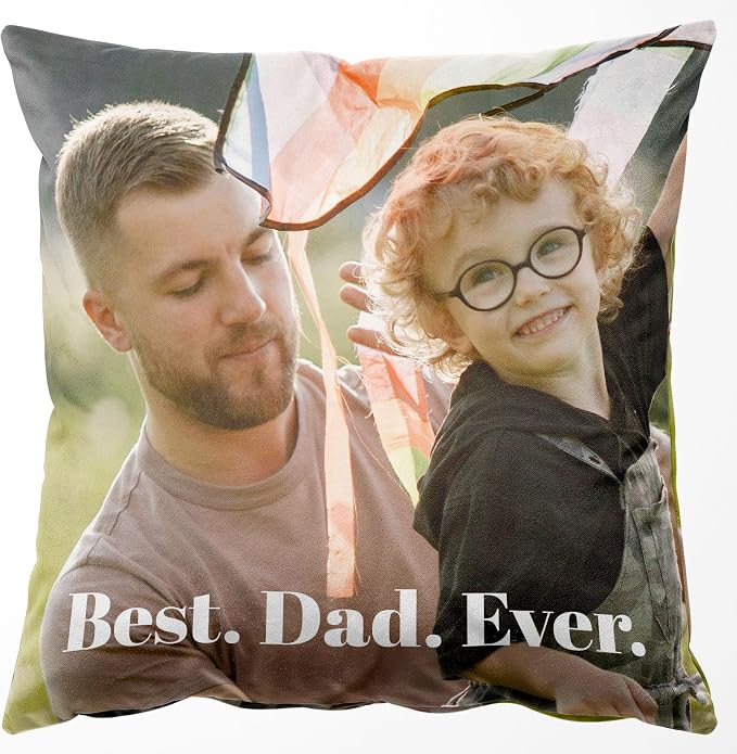Easycosy Custom Pillow with Picture & Text, Two-Sides Velvet Customized Photo Pillowcase, 12"x12" Personalized Pillowcover with Photo, Custom Decor Love Gift for Dad(Optional Pillow Insert)