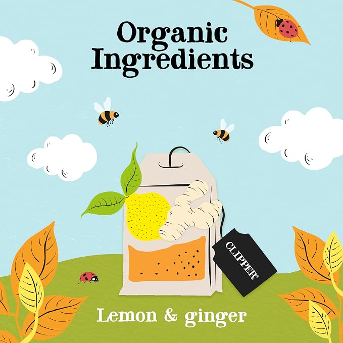 Clipper Organic Lemon & Ginger Herbal Tea, Caffeine Free, 50