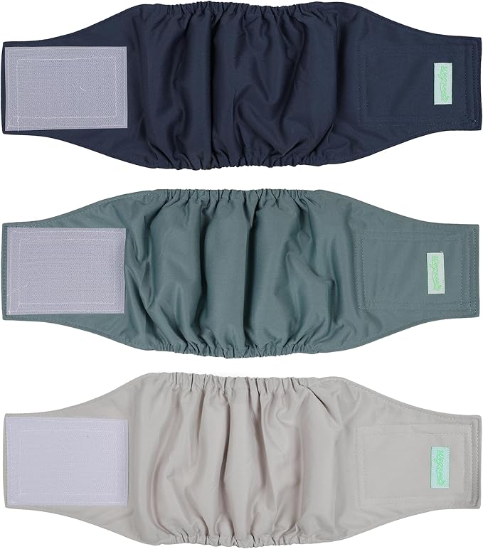 wegreeco Washable Male Dog Belly Band (Stylish Pattern)- Pack of 3 - Washable Male Dog Belly Wrap, Dog Diapers Male (Blue, Green, Champagne, X-Small)