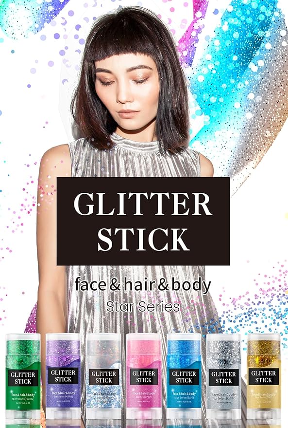 Purple Body Glitter Stick,Holographic Sequins Paint Sparkling Face Glitter for Women Face/Body/Hair/Eyes/Lip Glitter Makeup.