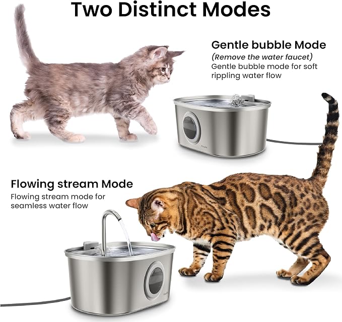 PawsPik SS-01 Stainless Steel Faucet-Design Cat Fountain 108.2 oz