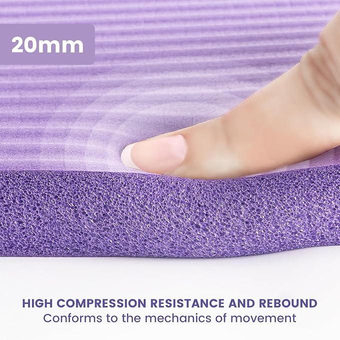 Yoga Knee Pad Cushion, 24 x 9.8 x 0.8 in Thick Mini Yoga Mat, Odor-Free NBR Workout Mat with Storage Strap, Small Exercise Mat for Yoga, Pilates, Kneeling, Planks & Home Gym