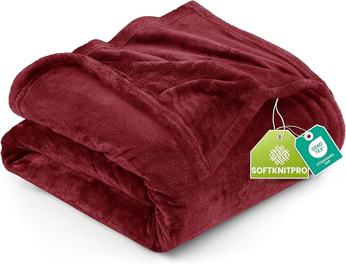 Utopia Bedding Soft Fleece Bed Blanket King Size Burgundy (90x102 Inch) | Microfiber Plush Warm Lightweight Breathable Cozy Blanket Anti-Static, All Season Use, Gift for Women and Men