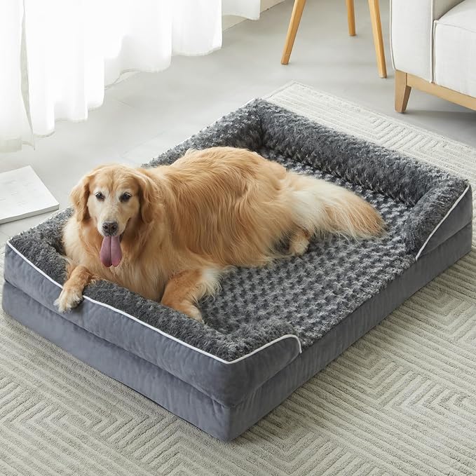 WNPETHOME Orthopedic Washable Dog Bed Large for Senior Dog Cozy Sleep | Waterproof Big Soft Dog Couch Sofa Bed for Dogs Relax with Removable Cover Supportive Comfort Pet Bed Dark Grey 36x27 Inch