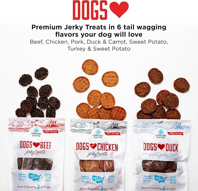 Farmland Traditions Dogs Love Beef Jerky Dog Treats with Only 3 Ingredients and No Fillers, 2.5 Pound (Pack of 2).