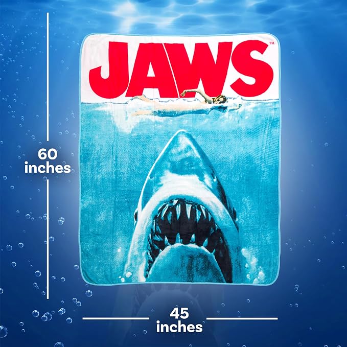 Silver Buffalo Jaws Movie Poster 45" x 60" Fleece Throw, Soft and Cozy Blanket, 250 GSM