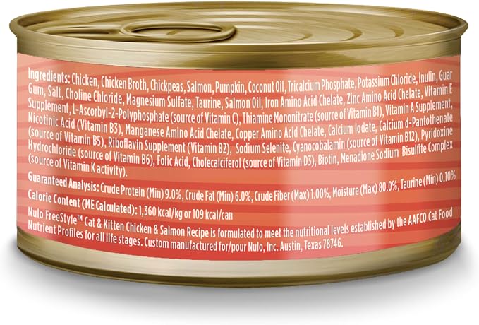Nulo Freestyle Wet Cat Food, Pate, Chicken & Salmon, 2.8 oz x 12