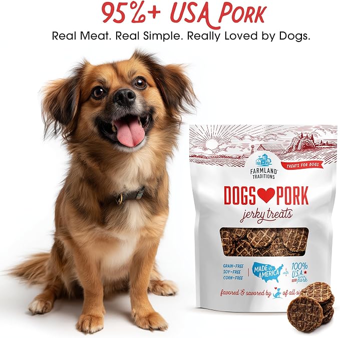 Farmland Traditions New Filler Free Dogs Love Pork Premium Jerky Treats for Dogs (5 oz.)